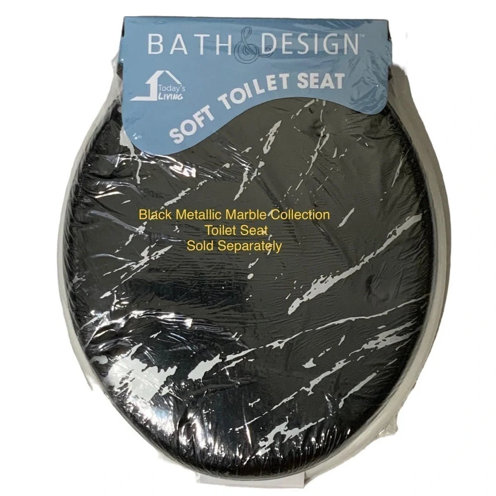 Today’s Living Black Metallic Marble Bathroom Accessories Ceramic Black Silver